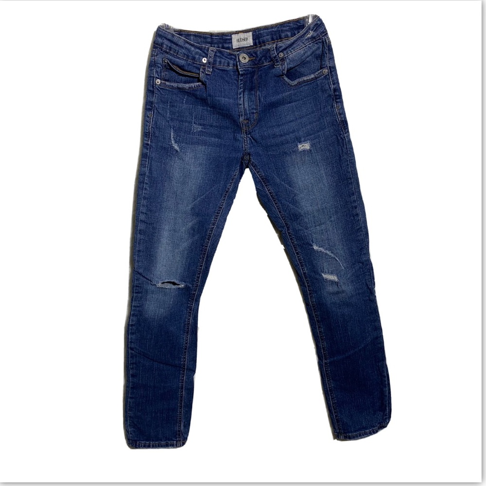 Hudson Girl Jeans Skinny crop medium wash low rise distressed Sz 12